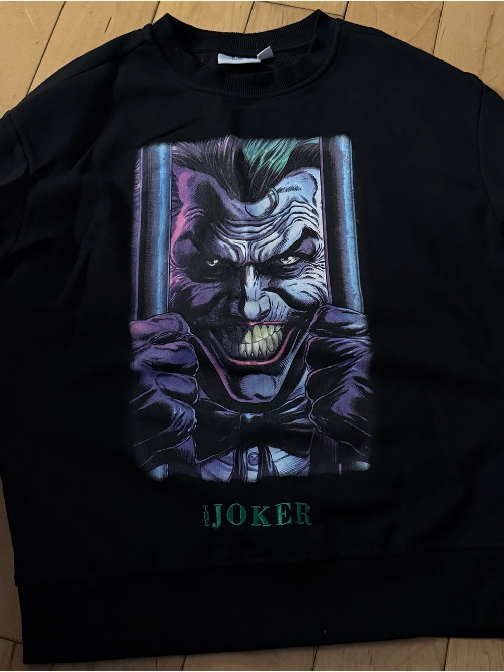 Batman Black Joker Graphic Sweatshirt with Purple & Green Accents